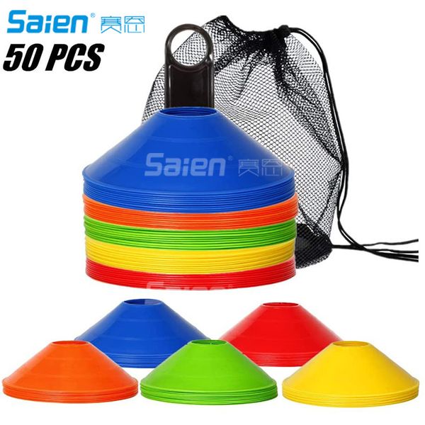 Training Equipment Pro Disc Cones Set of 50 Agility Soccer Cones with Carry Bag and Holder for Training Football Kids Sports 230915