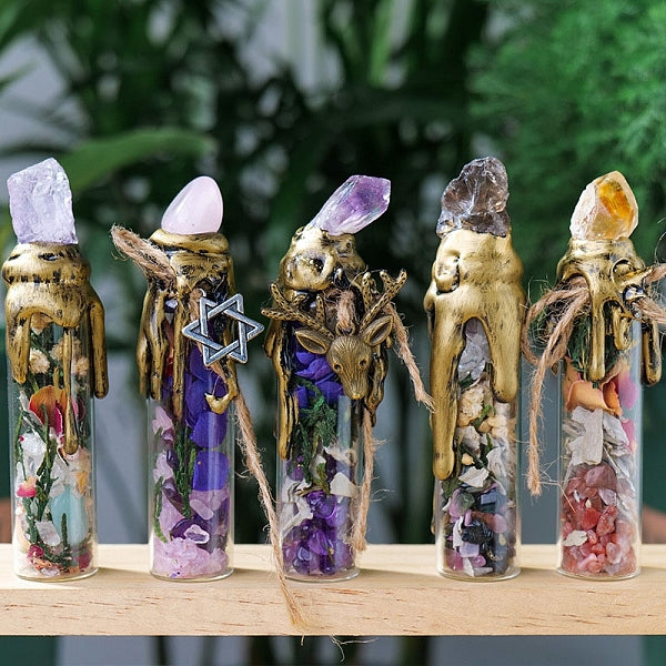 Mixed Natural Gemstone Chip Wishing Bottles