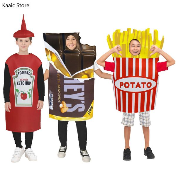 Theme Costume Halloween Costume Cosplay Snack Costumes for Kids Cos French Fries Ketchup Tomato Paste Chocolates Butter Sauce Mustard Clothi