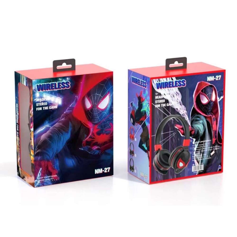 New Luminous Spider Man Bluetooth Headphones with Heavy Bass for Mobile Wireless Sports Gaming