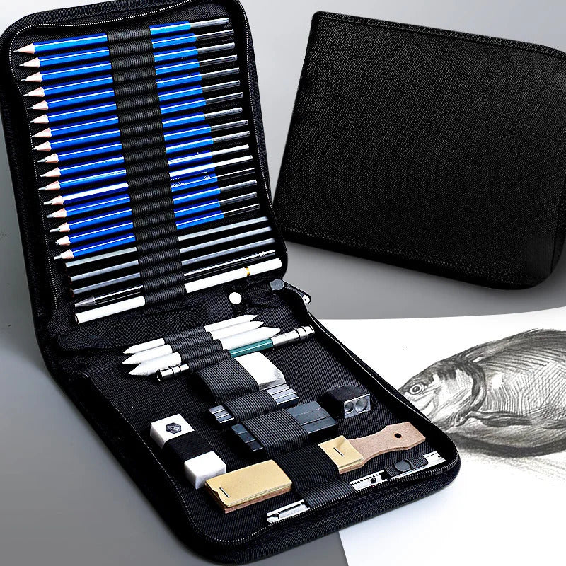 Pencils 37-50-100pcs Professional Drawing Pencils Sketch Set Complete Artist Kit Pencil Bag Case Includes Color Pencil Sharpener Eraser 231212