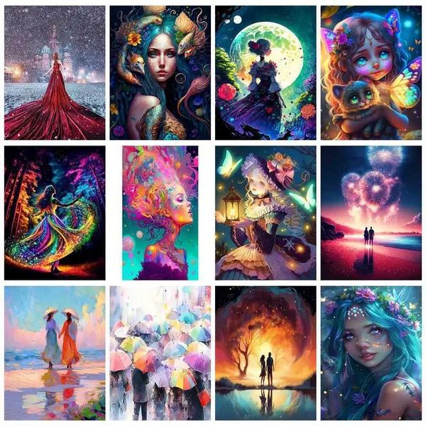 RUOPOTY Women Diamond Painting Full Round Drill Figure Cartoon Picture Mosaic Cross Stitch Full Round Drill Embroidery Wall DecoXJ240816