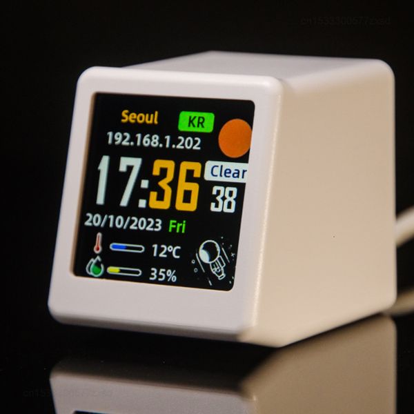 Small Portable Smart Wifi Station Display Weather Temperature Humidity Time Alarm Clock Hone Desktop Decoration