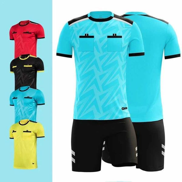 Professional mens reference uniform football jersey shorts set pocket track and field suit Thai clothing judges sports shirtW250110