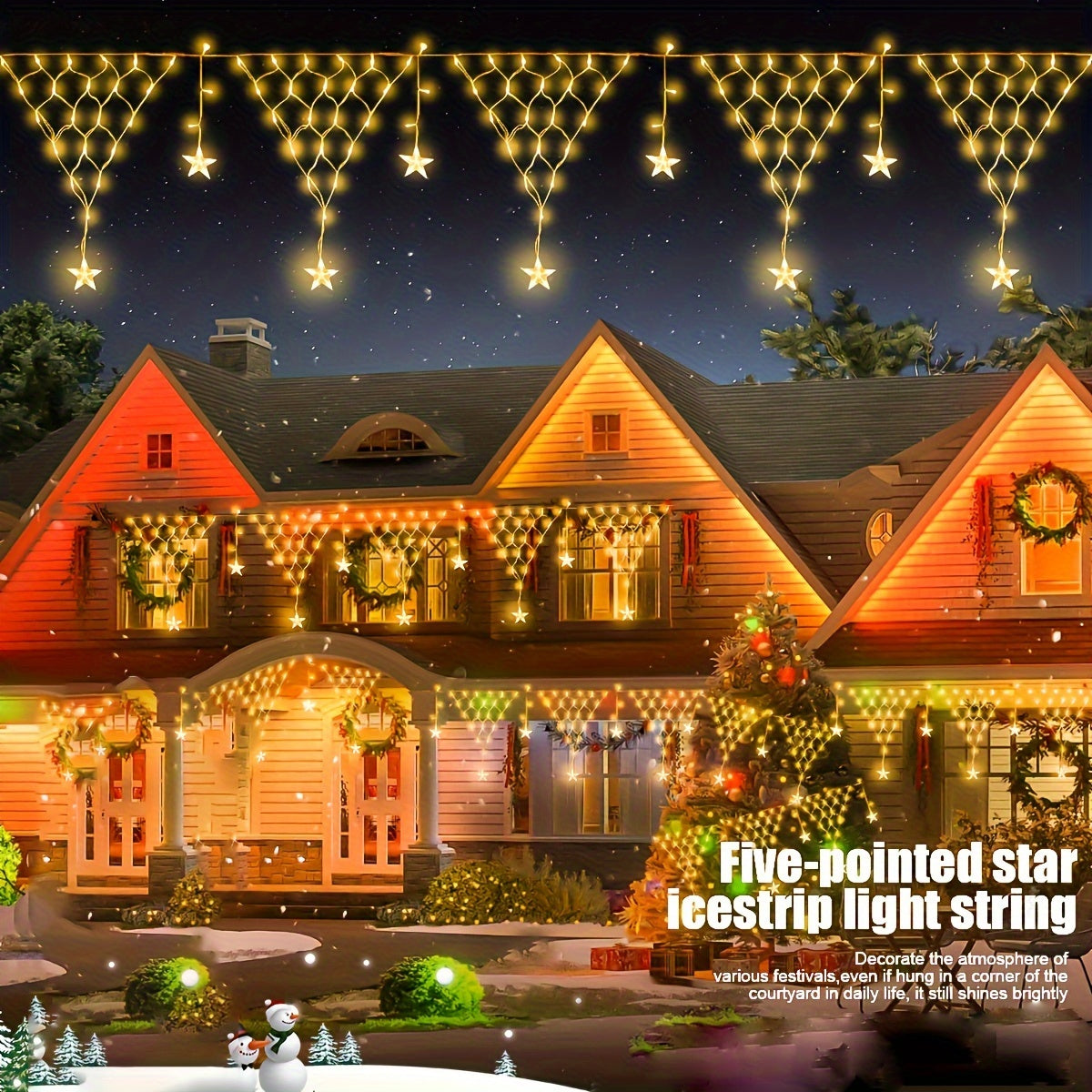 TEMU Led String Lights For Christmas, Halloween & Thanksgiving - Versatile Outdoor Decor With Starry Sky, Icicle, Curtain, Roof, Wall, Tent, Garden &