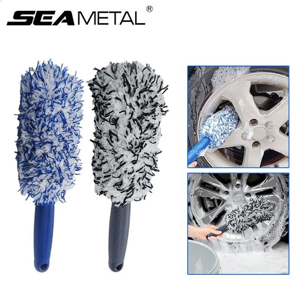 SEAMETAL Car Wheel Tire Rim Cleaning Brush Portable Plush Hub Washing Tool Detailing Care Dust Removal 250103