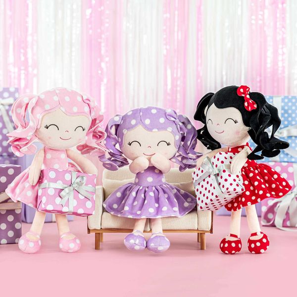 Gloveleya Baby Dolls Plush Toys Soft Toys Girls Birthday Gift Cute Curly Polka dots 30 cm Z250108