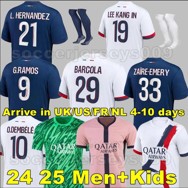 Maillot fourth Soccer Jerseys DEMBELE HAKIMI 24 25 enfants 2024 2025 football shirts Men kits kids Equipment uniforms VITINHA Zaire Emery BA