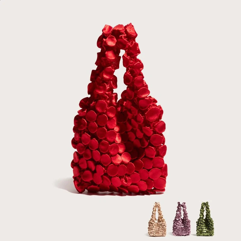 Ruched Bubble Small Tote Bag Telescopic Magic Shopping Bag Folding Portable Shoulder Bags Casual Elegant Large Capacity Handbags 250818