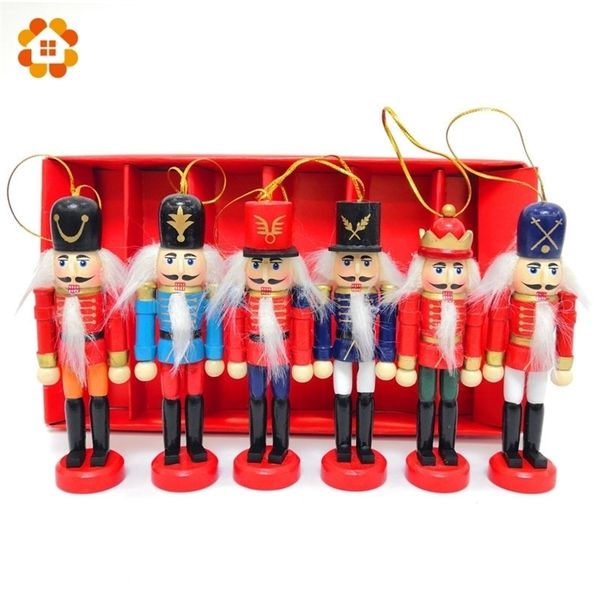 Christmas Decorations 1SET 12cm Wooden Nutcracker Puppet Zakka Creative Desktop Decoration Ornaments Drawing Walnuts Soldiers Band Dolls 221