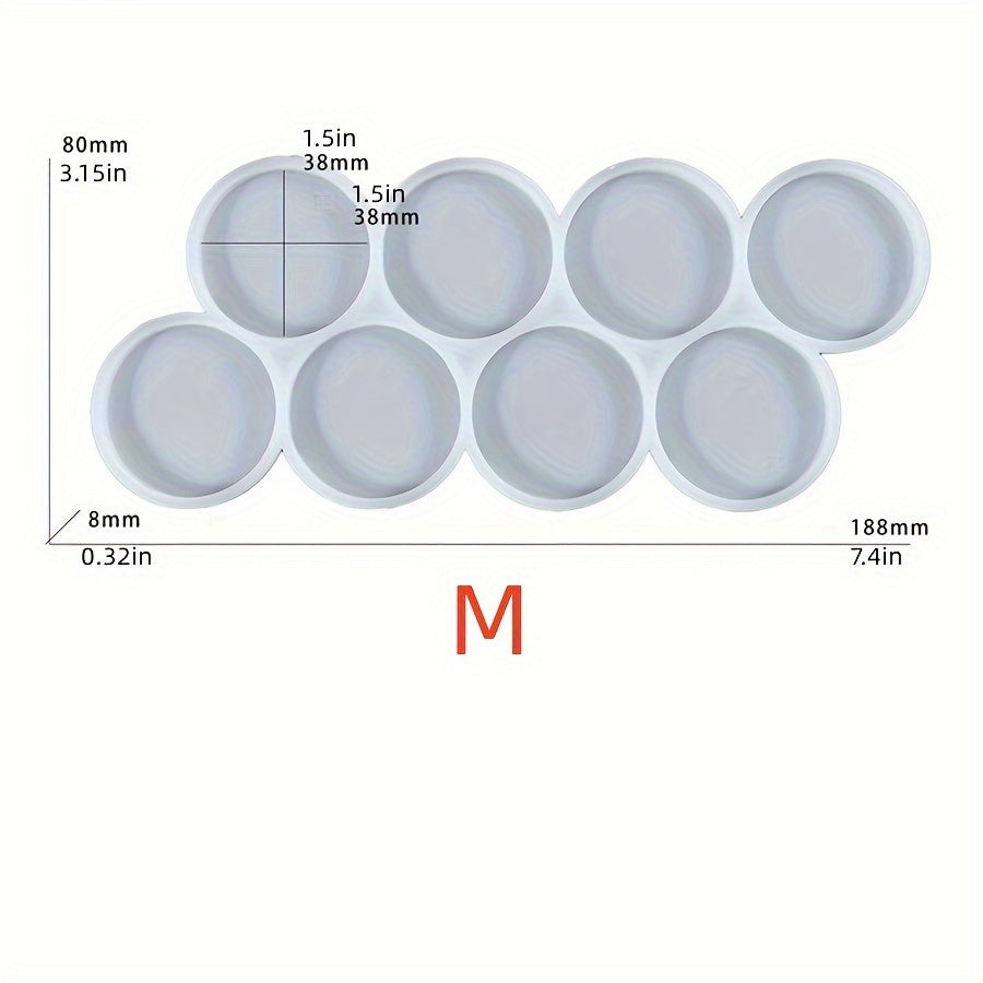 TEMU 8-cavity Silicone Resin Mold Set For Diy Pendants, Keychains, And Bag Charms - Multi- Round Epoxy Casting Molds For Jewelry Making