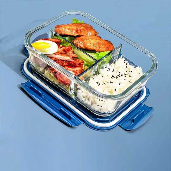New style Lunch Box Glass 1050ml Microwave Bento Box Food Storage Box school food containers compartmentXJ240829