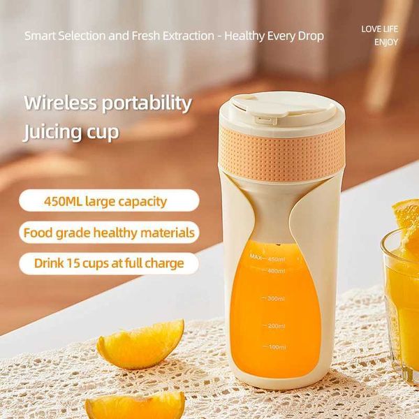 Juicers New 450ML Portable Straw Electric Fruit Juicer Home USB Rechargeable Juice Smoothie Maker Blender Machine Straw Blender Bottle J2411