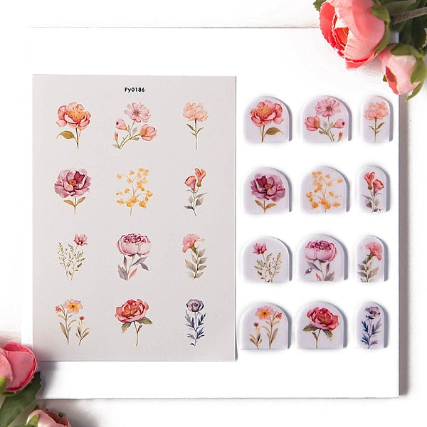 Flower Pattern Polymer Clay Earrings Water Transfer Paper