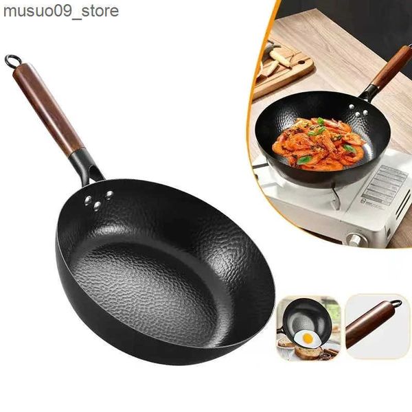 Other Cookware Iron Pan Uncoated Carbon Steel Wok Traditional 11 Gas Stove Induction Cooker Universa Kitchen Cookwar Non-stick Frying Pan L2