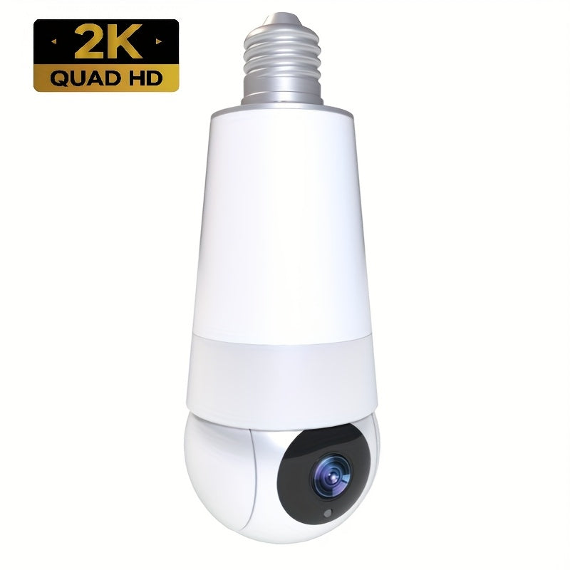 TEMU 1pc 2k Fhd Smart Bulb Camera With Auto-tracking, Recognition, Led Lamp, Ptz, Ultra Hd Night Vision, Alarm Alerts, Talk, Indoor Monitor With App