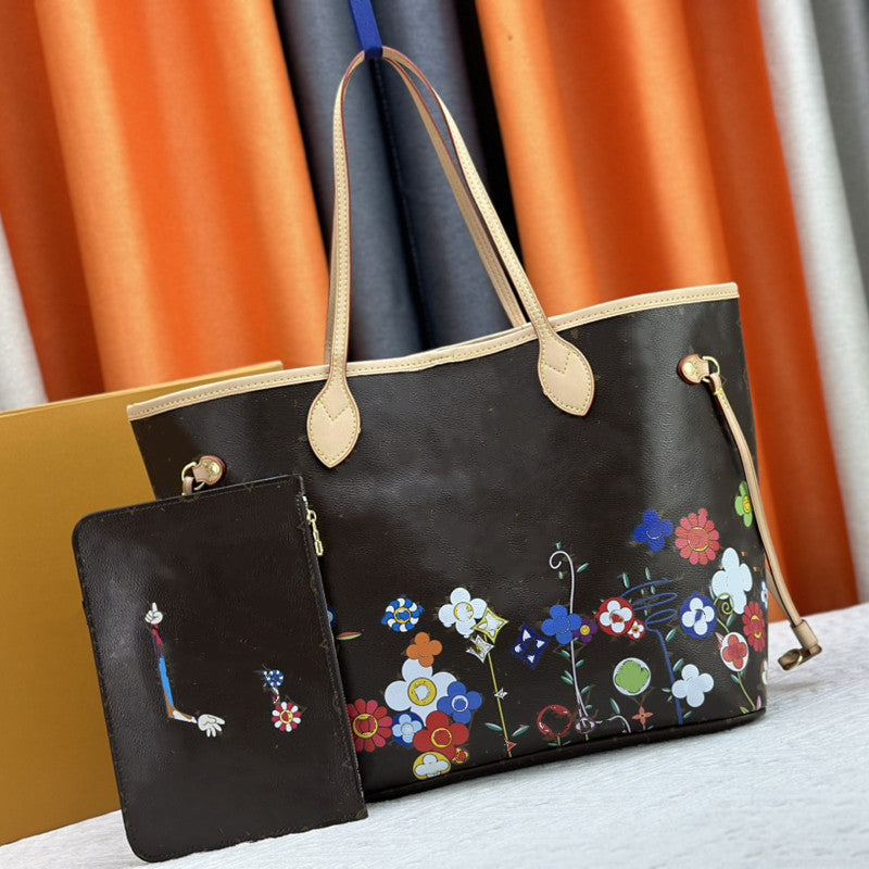 Tote Bag Designer Bags Wallet Fashion Totes Leather Messenger Shoulder Handbag Women Bags High Capacity Composite Shopping Bags Old Flower Brown Bag