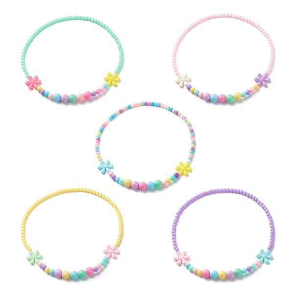 Flor acrílico opaco estiramiento niño collares