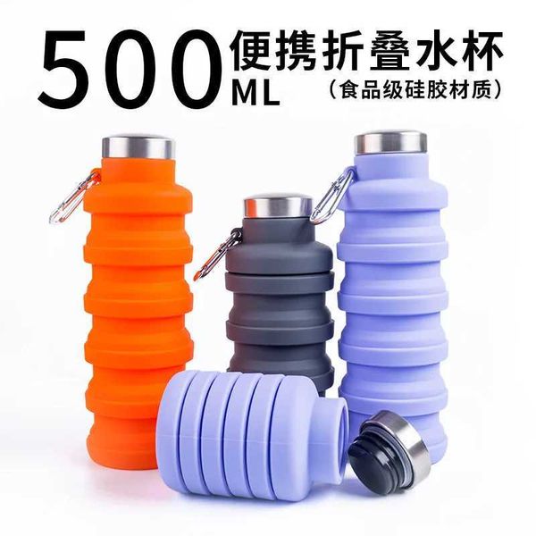 550 Ml Portable Silicone Water Bottle Retractable Folding Coffee Bottle Cups E Outdoor Travel Tools Collapsible Sport BottlesXJ241026