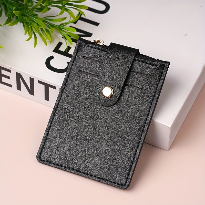 TEMU Solid Trendy Card Holder Buckle Vertical Design For Traveling Shopping