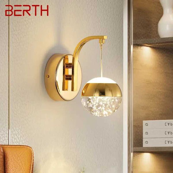 BERTH Gold Crystal Wall Light Nordic Simple Bubble Sconce LED Fixture Used for Home Bedroom Decoration B240808