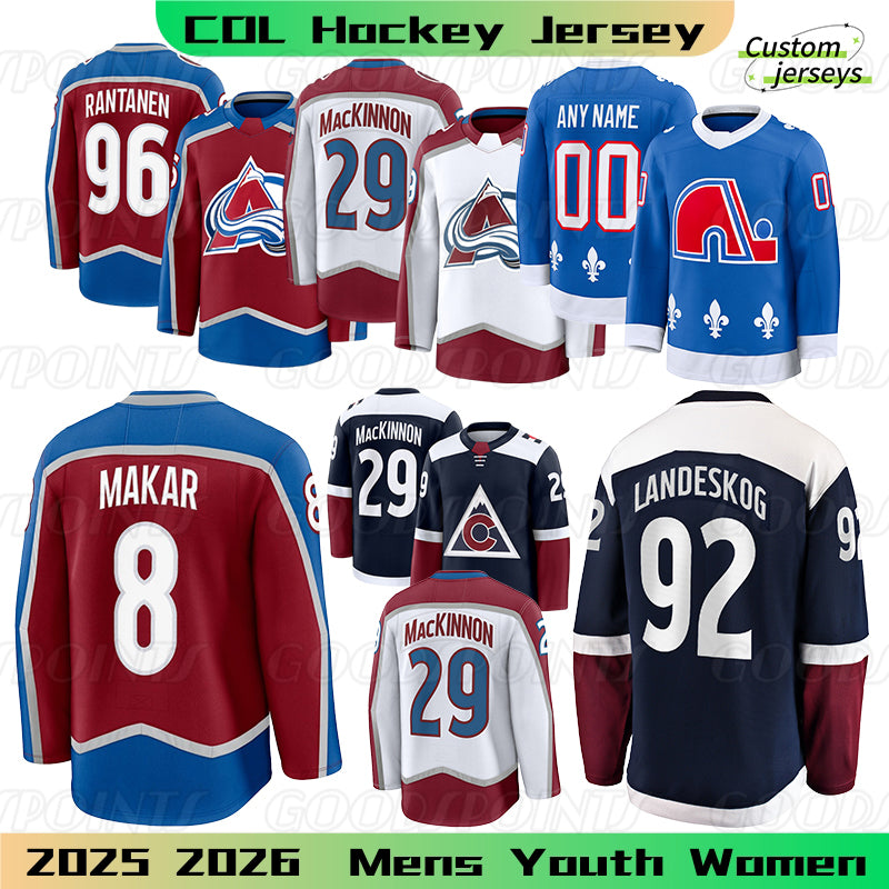Ross Colton hockey jersey 92 Gabriel Landeskog 29 Nathan MacKinnon 8 Cale Makar Collorado Avalanche jersey Artturi Lehkonen Devon Nichushkin Mens Ho