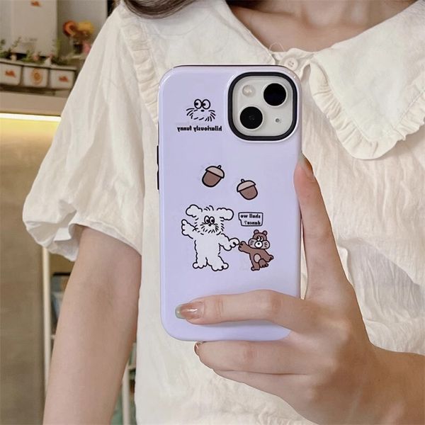 ddmygifts n purple teddy bear suitable for 15promax phone case 14plus silicone 13 film 12-in-1 11 A