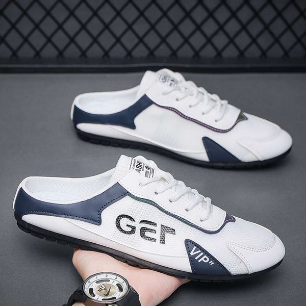 Fashion 2023 New Style lat-soled Wild Flat-bottomed Summer Thin Section Baotou Half Slippers men casual shoes zapatos hombre 2f3a1