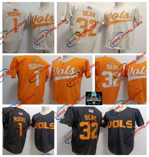 2024 NCAA Tennessee Volunteers Baseball Jersey #32 Drew Beam #1 Christian Moore good jersey store