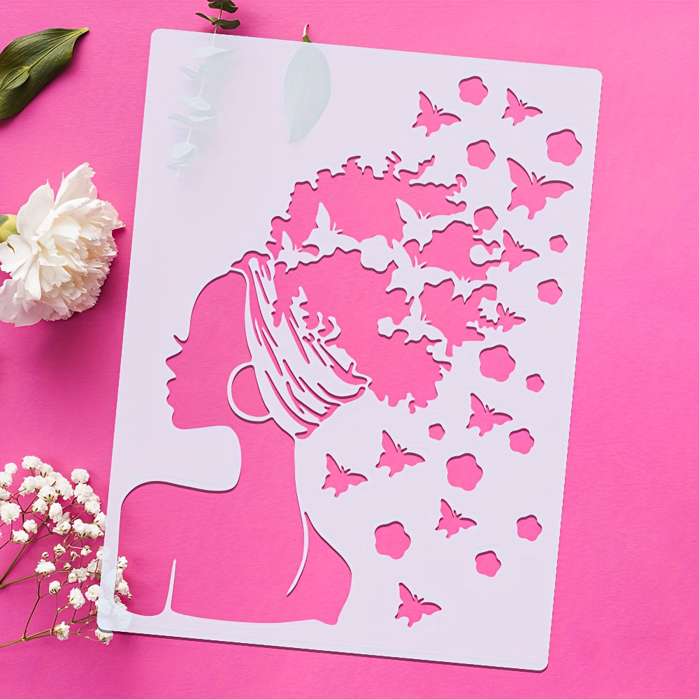 TEMU Reusable Stencil For Woman, 8.3x11" - Walls, Mats, Floors, Fabric, Clothing, Furniture & Canvas Crafts