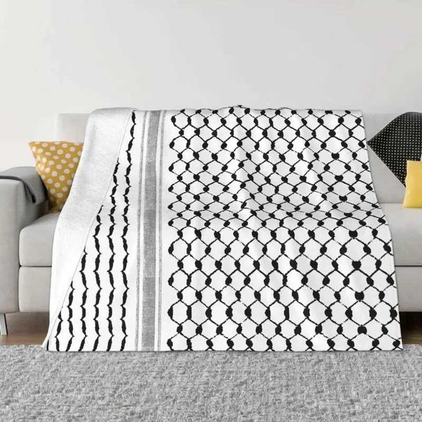 Palestinian Hatta Kufiya Folk Pattern Blanket Coral Fleece Plush Palestinian Arab Keffiyeh Throw Blanket for Bed Car rug Piece Y241022