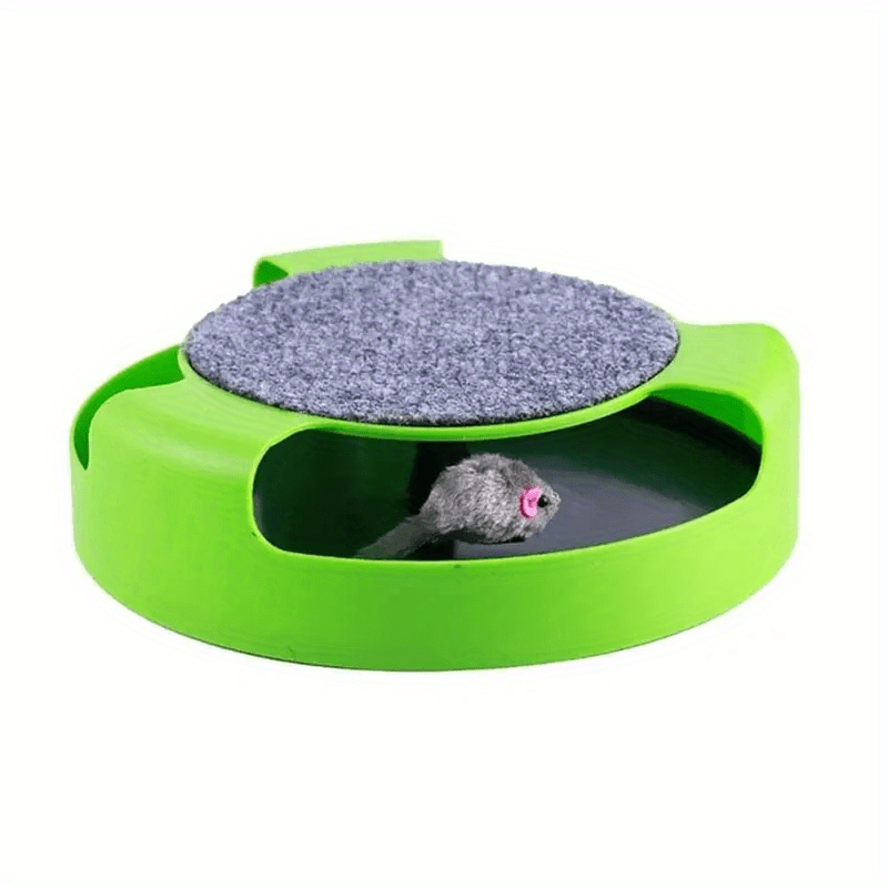 TEMU Interactive 360° Rotating Cat Toy With Plush Mouse & Scratching Post - 2-in-1 Motion Wheel & Hide-and-seek , -slip Base For Large Cats-kittens,