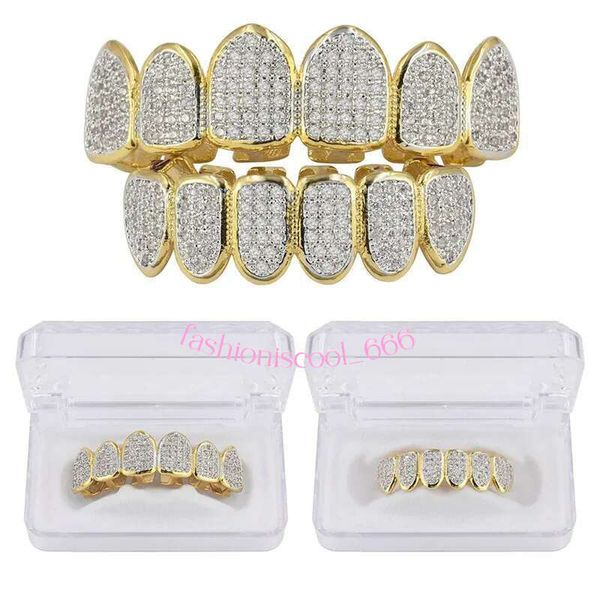 New Baguette Set Teeth Grillz Top & Bottom Gold Sier Color Grills Dental Mouth Hip Hop Fashion Rapper Jewelry