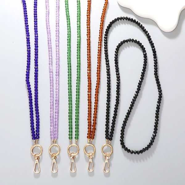 New 8mm crystal bead drop and anti loss phone hanging rope pendant 120cm crossbody chain