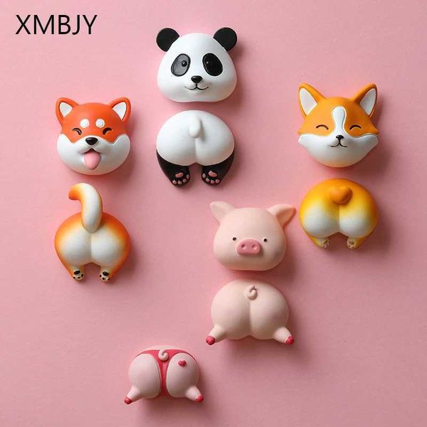 Resin Animal Corgi Shiba Inu Pig Cow Refrigerator Magnet Cartoon Cute Creative Magnet Phone Decoration Car Air Outlet MagnetM240808