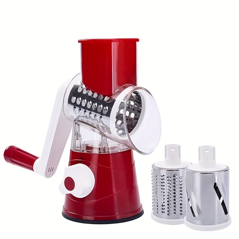TEMU 1 Set, Multifunctional 3-in-1 Cheese Grater, Vegetable Slicer And Fruit Slicer Manual Food Grater For Potatoes And Vegetables, Desktop Drum