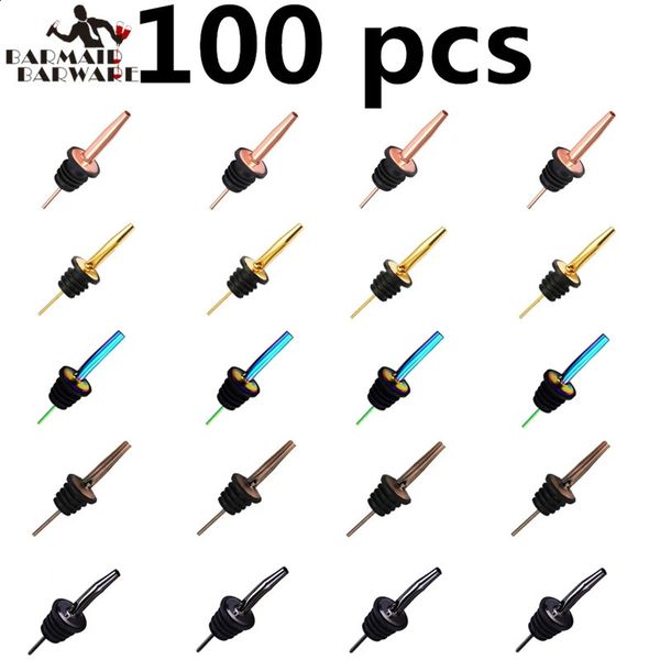 100pcs Wine Bottle Pourer Stopper Stainless Steel Wine Liquor Spirit Pourer Free Flow Wine Bottle Pour Spout Stopper Bar Tool 240729