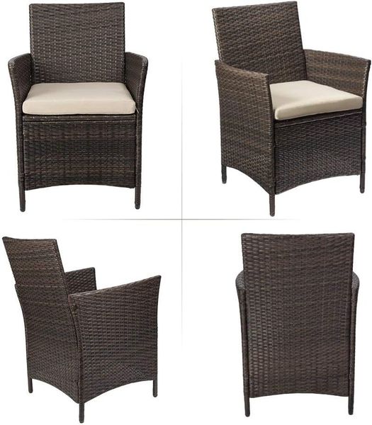 Patio Porch 3 Pieces PE Rattan Wicker Chairs with Table Outdoor Garden Furniture Sets dh910320090