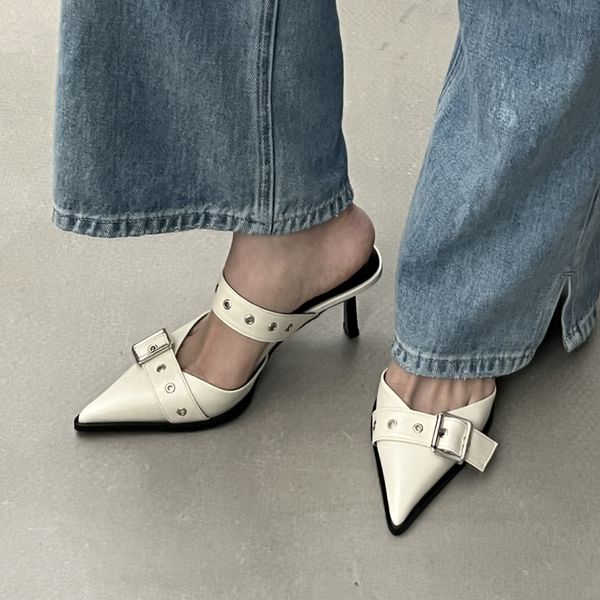 Summer Pointed Slim Belt Buckle Single Shoe Women S Bag Top Silver Back Hollow High Heel Sandals Ddmystation