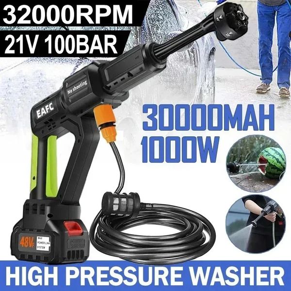 PG Brushless 1000W High Pressure Electric Washer 100Bar 30000Mah Wireless Car Wash Water Gun Washing Hine For Auto Home ing