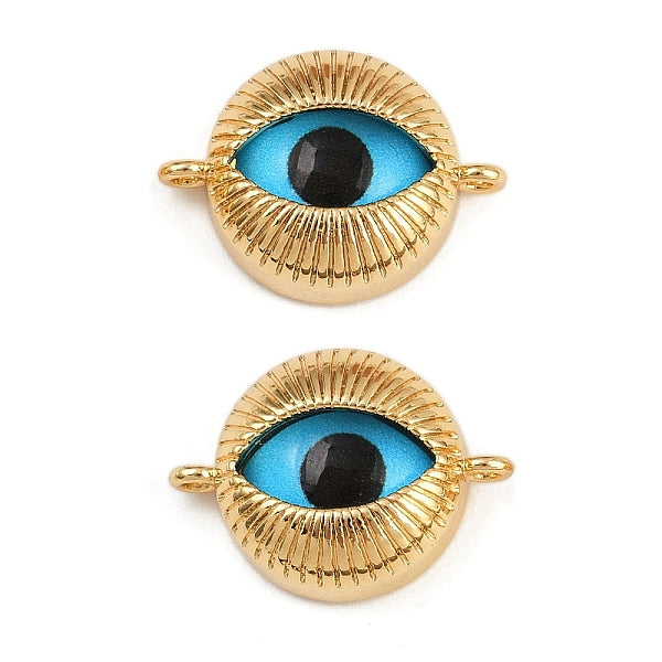 Messing Pavé Glas blaue Augenform Verbinder Charms