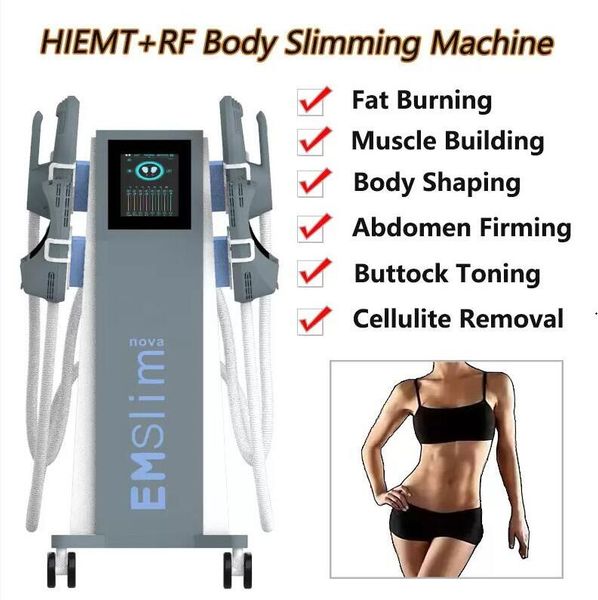 Professional HI-EMT slimming EMS muscle strength butt lift Electromagnetic Muscle Stimulator Weight Loss 4 Handles Body shape with Rf and Cu