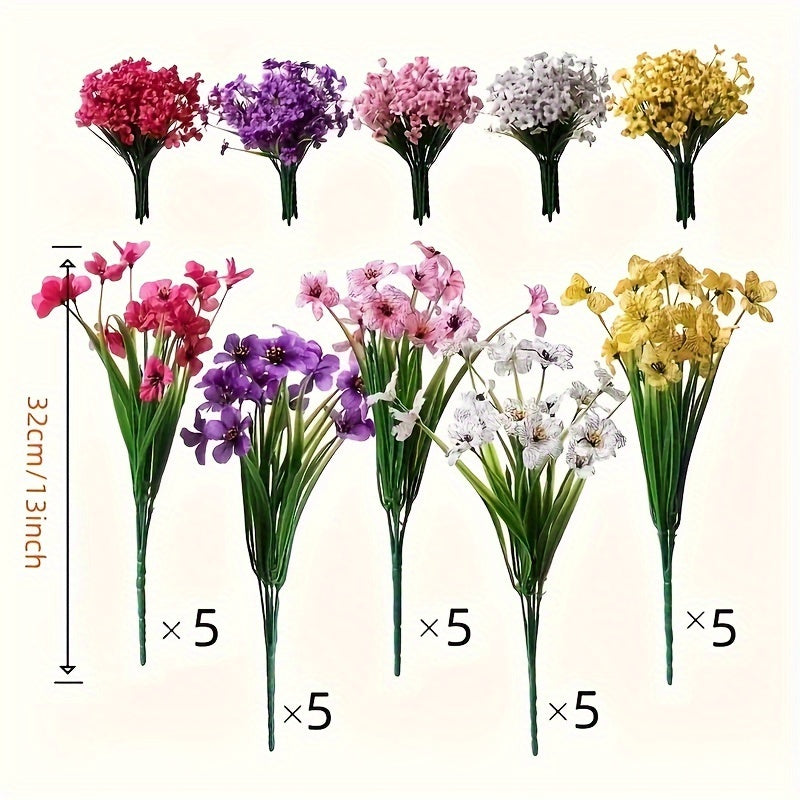 TEMU 25 Bundles Of Vibrant Artificial Flowers - Uv-resistant, Realistic Plants For Indoor & Outdoor Decor | In Garden, Porch, Window Boxes & Hanging