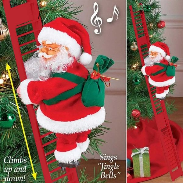 Electric Climbing Ladder Santa Claus with Music LED Light Xmas Tree Decorations Hanging Christmas Ornaments Tree DecorXJ241029