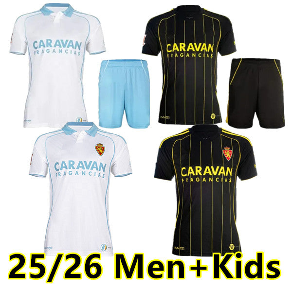 25 26 Soccer Jerseys Real Zaragoza RATON Mens 2025 2026 NARVAEZ ZAPATER BERMEJO FRANCHO Home Short Sleeve Football Shirts Adult Uniforms Men kids ki