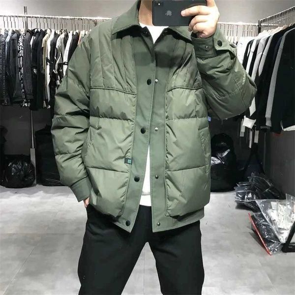 Padded Jacket Mens Turndown Collar Short Cotton Coat Autumn Winter New Casual Thick Warm Loose Outerwear Patchwork Parkas LX241018