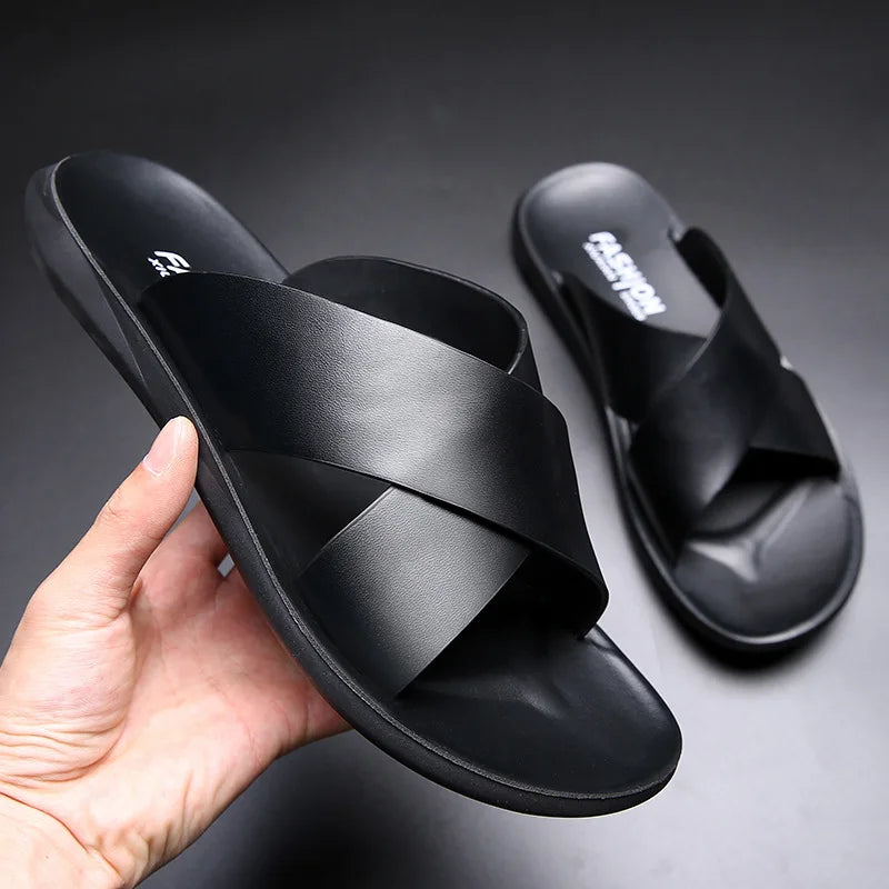 Big size Designer New Summer Fashion for Men Sandals Genuine Leather Simple Slipper Comfortable Cool Beach Shoes 5e7a Comtable 420