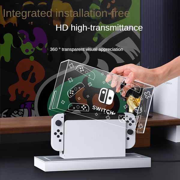 Clear Protective Case Dust Display Box Cover for Nintendo Switch-OLED Host Shell Luminous Sleeve Base NS Games Accessories