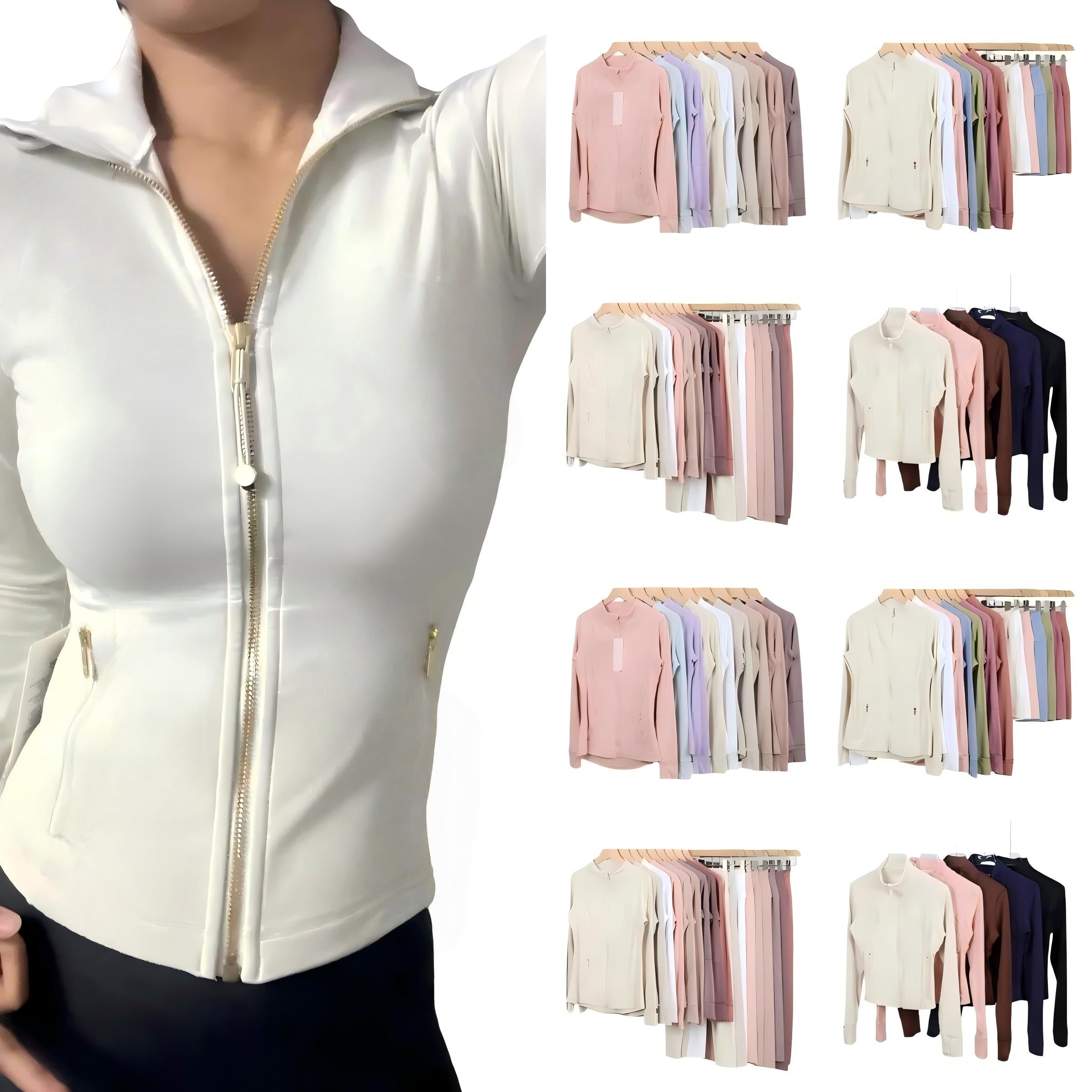 Hot sale YOGA Women&#039;s Yoga long Jacket Women set Define Workout Sport Coat Fitness Sports Quick Dry Activewear Top Solid Zip Up Short Golden zi