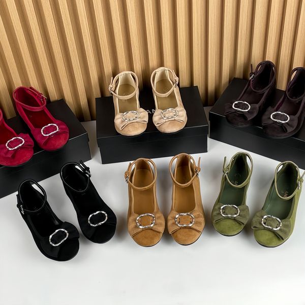 Designer womens Dress Shoes Round toe flats Ballet Flat suede Shoe Loafer-shaped Rebecca Ballerina Women Men Dress leather Rubber sole Flat